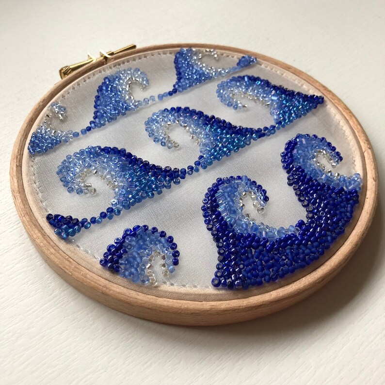Ocean Wave. Hand Embroidered Hoop Art. Coastal Embroidery Wall Etsy