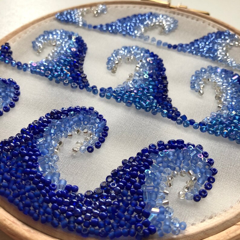 Ocean Wave. Hand Embroidered Hoop Art. Coastal Embroidery Wall Etsy