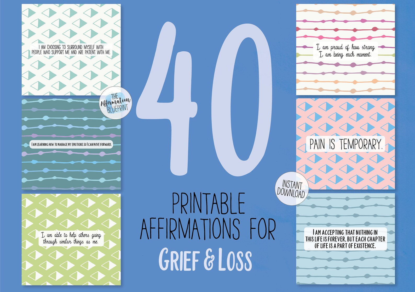Pack of 40 Printable Grief &amp; Loss Affirmation Cards Instant | Etsy UK