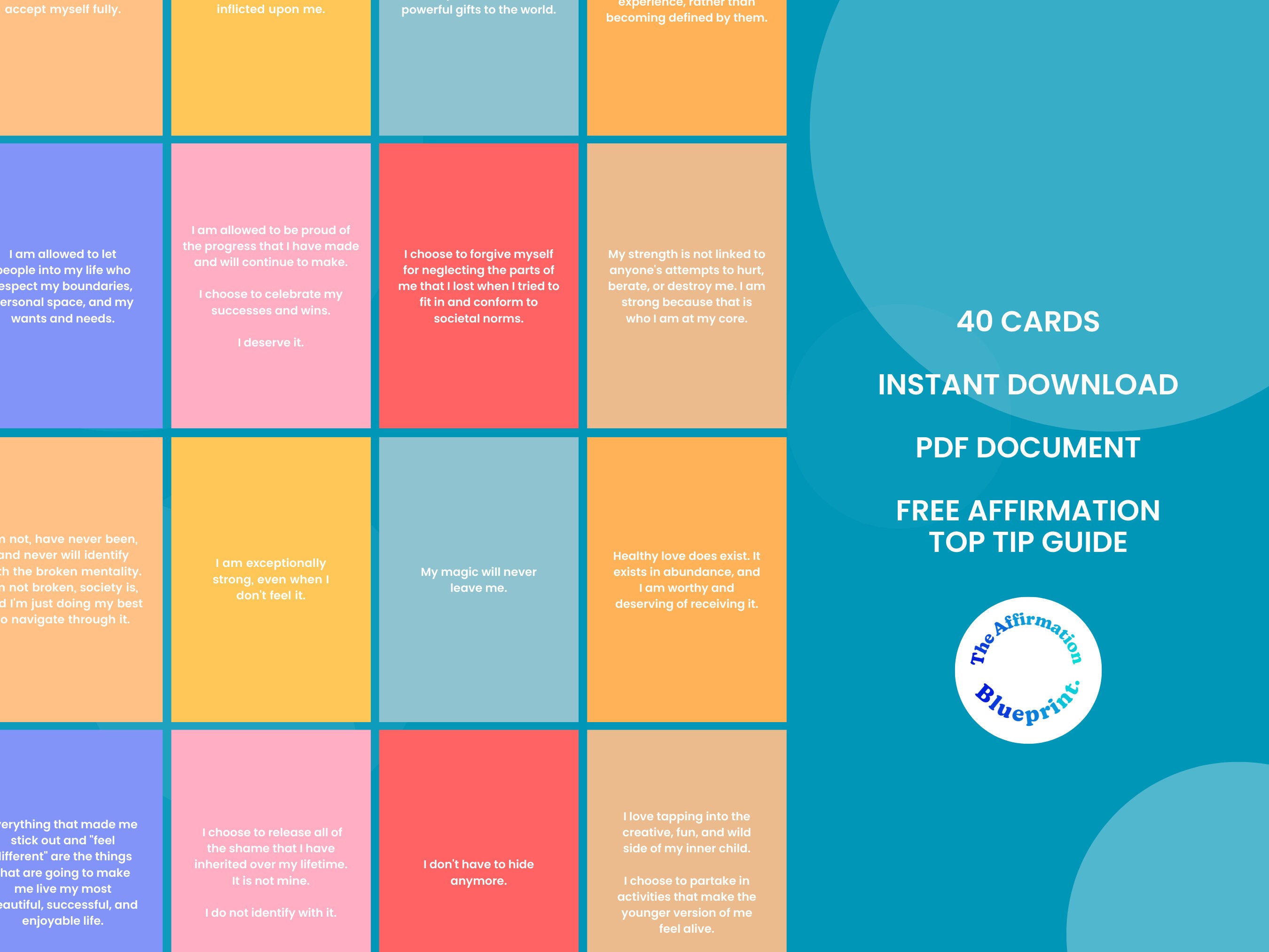 Pack of 40 Printable Inner Child Affirmation Cards Instant - Etsy