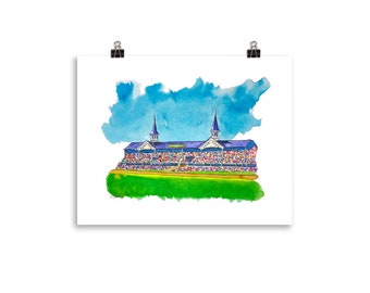 Kentucky Derby, Louisville, Churchill Downs, Derby Day, Race track, Horse race - ink & watercolor PRINT on archival matte paper