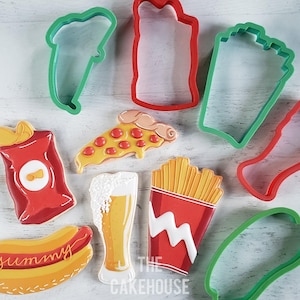 STL fast food set cookie cutter, cookie cutter, 3d printed, 3d printed cookie cutter, stl file, fast food cookie cutter