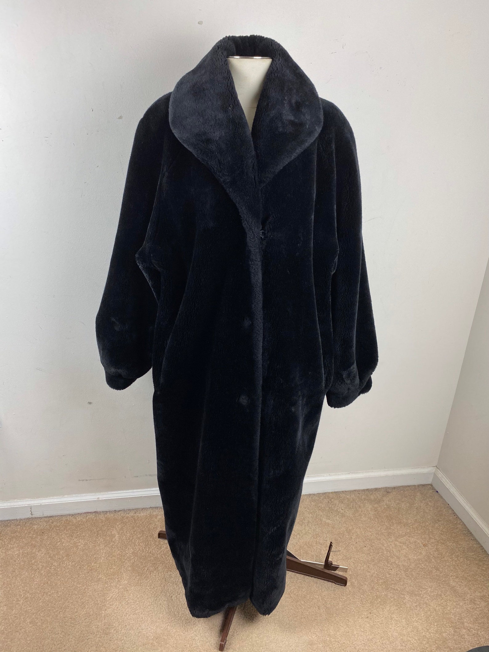 Vintage Monterey Fashion Faux Fur Black Women's Coat Size Etsy