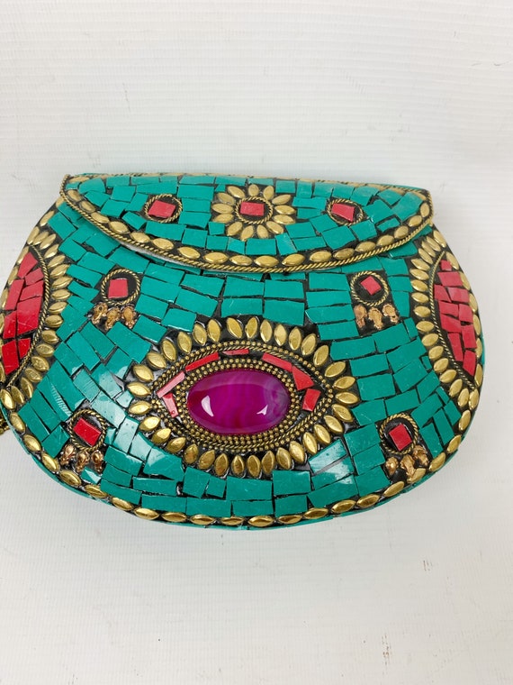 Vintage India Bohemian Mosaic Clutch Bag , Gypsy A