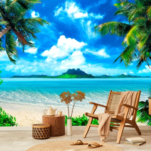 Beach Wall Paper Peel and Stick Wall/self Adhesive Mural Ocean Etsy