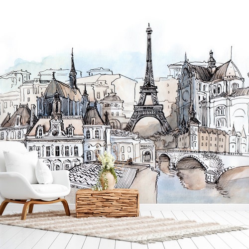 Paris Wallpaper City Eiffel Tower Non Woven Self Adhesive Peel - Etsy Paris Wallpaper City Eiffel Tower Non Woven Self Adhesive Peel - Etsy