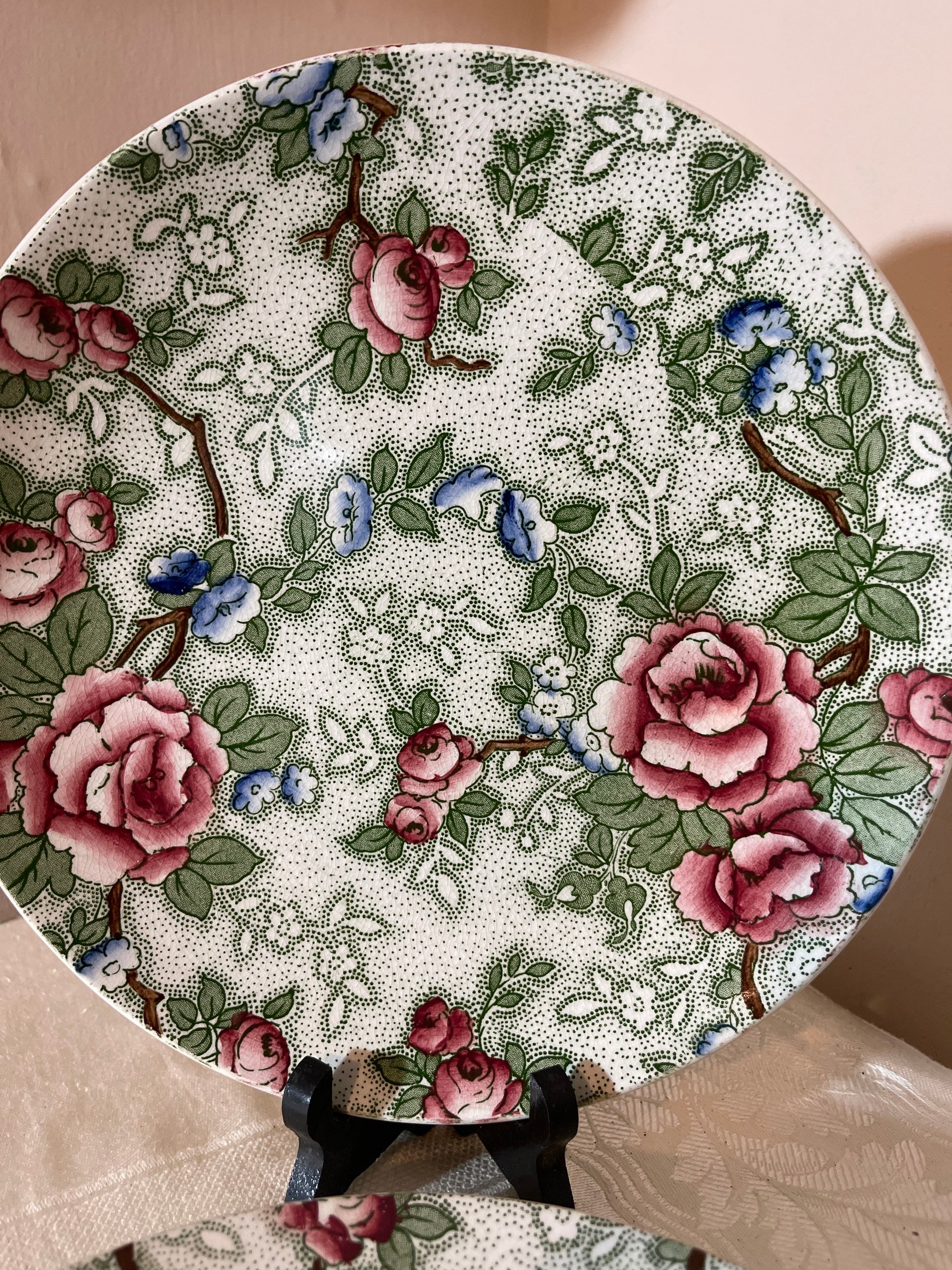 Kitchen & Dining Home & Living Green with pink & blue flowers 3