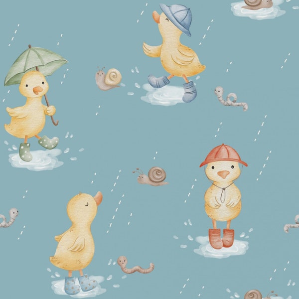 Nano softshell with fleece, breathable outdoor fabric, cute duck in the rain from 50 cm