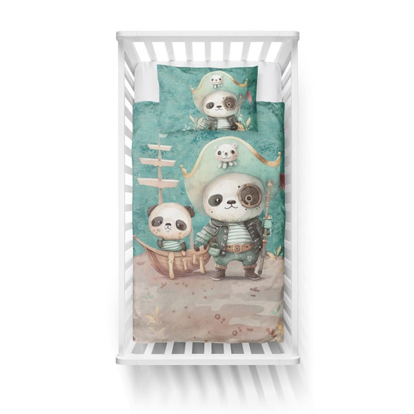 Fabric Panels Premium Cotton Maritime Pirate Panda Bear Sailboat + optionally 4 sizes with combination fabric pirates