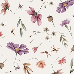Fabric Sweat French Terry Summer Sweat Floral delicate flowers cream small flowers from 50 cm