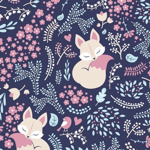 Nano softshell with fleece breathable outdoor fabric fox bird and flowers from 50 cm