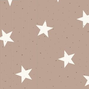 Tissu en coton tissé étoiles pois marron à partir de 50 cm