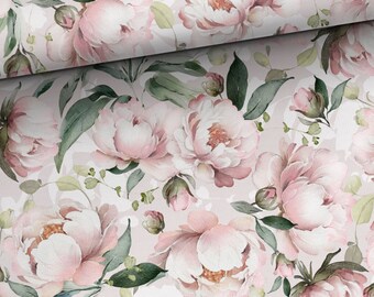 Pré-commander! Tissu Sweat French Terry Été Sweat Fleurs Florales Pivoines Roses Vintage 165 cm de large