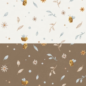 Nano softshell with fleece, breathable outdoor fabric, animals, bees and flowers, blue or green + 2 different colors available from 50 cm