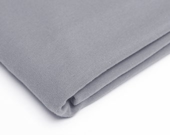 Tela UNI Jersey Algodón Jersey Single Jersey Liso Gris Piedra Gris 180 cm extra ancho