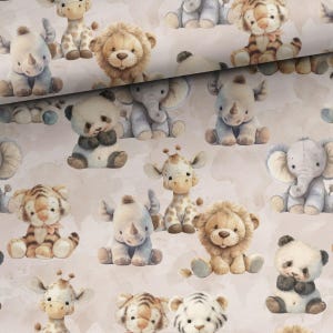 Vorbestellung! Stoff Jersey Baumwolljersey Baby Tiere Tierkinder Plüschtiere Löwe Tiger Giraffe Nashorn Elefant ab 50 cm