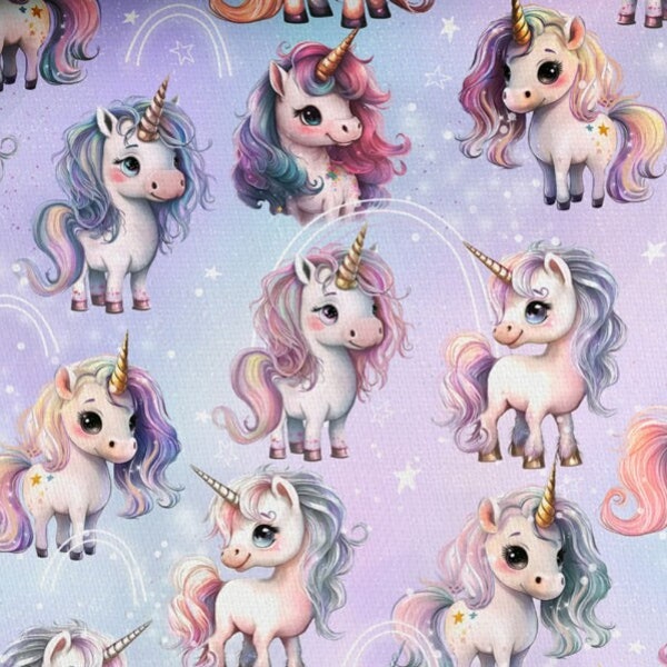 preorder! Fabric jersey cotton jersey sold by the meter magical unicorns stars rainbow 160 cm wide