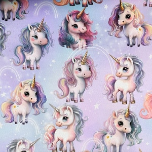 Fabric Sweat French Terry Summer Sweat Magical Unicorns 165 cm wide