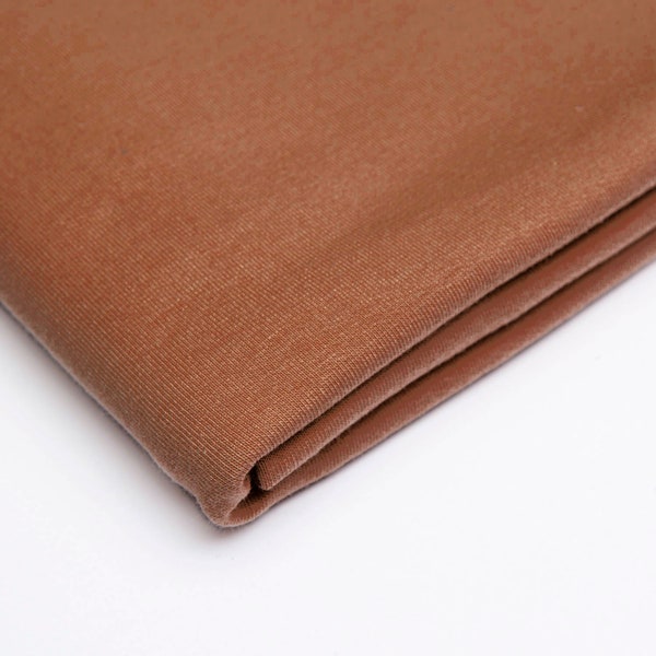 Stoff UNI Bündchen leicht gerippt Cognac Karamell 110 cm Extra breit im Schlauch x 25 cm