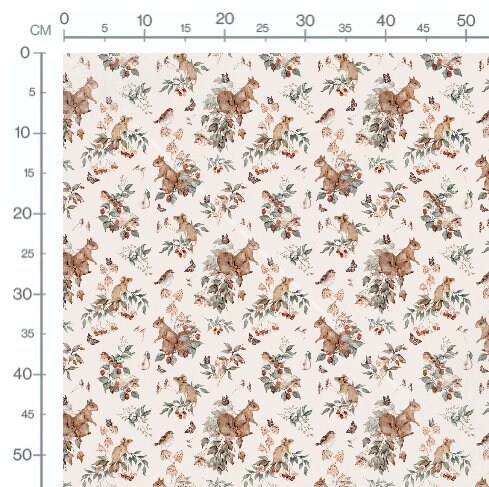 Pre-order! Cotton Fabric Cute Forest Animals Squirrel Hedgehog Mouse ...