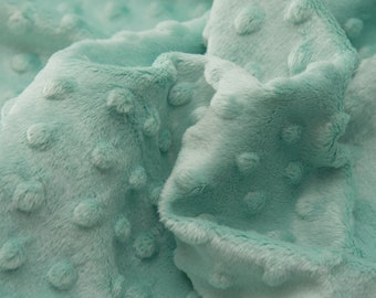 Tissu Minky Dots peluche polaire peluche vert menthe brillant 160 cm de large