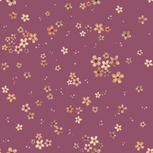 Tela jersey algodón jersey floral tela floral flores dispersas patrón floral rojo violeta de 50 cm