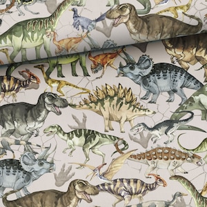 Pre-order! Fabric Cotton Sold by the Meter Animals Dinosaurs Dino Tyrannosaurus 155 cm wide