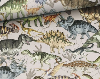 Cotton fabric, cotton fabric, animals, dinosaurs, Tyrannosaurus, from 50 cm