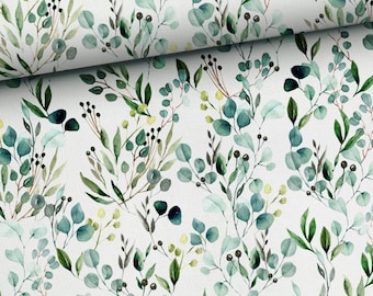Pre-order! Premium Cotton Patchwork Eucalyptus Leaves Blue Green 1.55 m wide