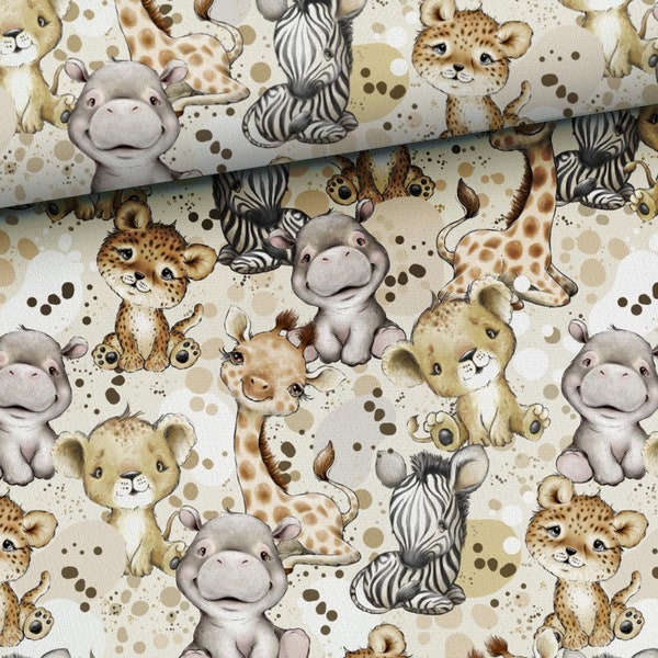 Tissu Sweat French Terry Sweat d'été Bébé Animaux Girafe Lion Zèbre 1,65 m de large