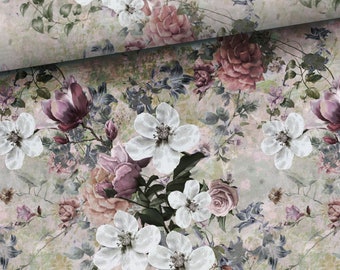 Tissu coton au mètre patchwork roses fleurs vintage maison de campagne pastel 155 cm de large