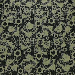 Fabric Sweat French Terry summer sweat motorcycle wheels tires on khaki dark green 1.70 m wide