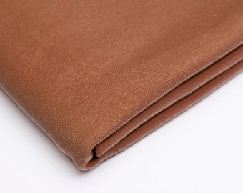 Fabric UNI Jersey Cotton Jersey Single Jersey plain caramel cognac brown 180 cm extra wide