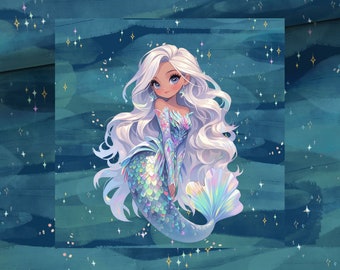 Optional sweat fabric French Terry + panel magic mermaid Mermaid optionally with combination fabrics + cuffs