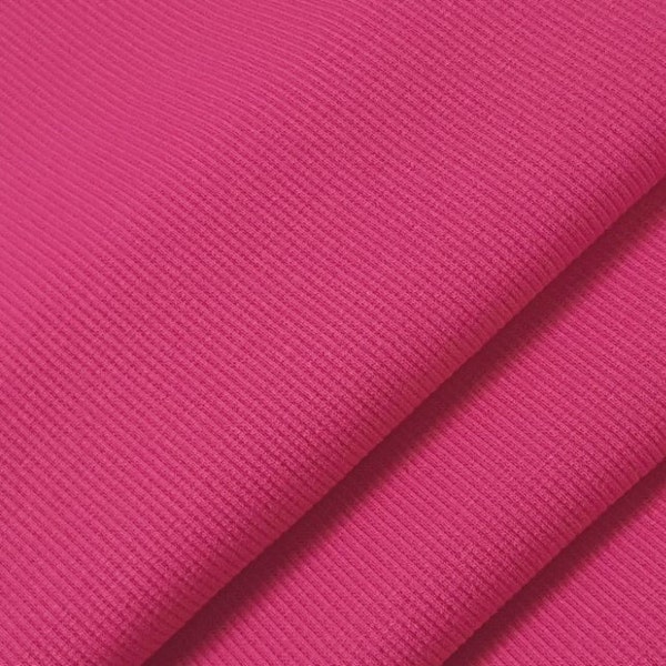 Stoff UNI Bündchen leicht gerippt Pink 110 cm Extra breit im Schlauch x 25 cm