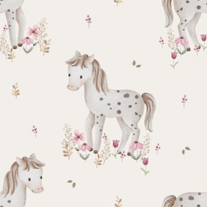 Nano softshell with fleece breathable outdoor fabric horses Horse pink flowers from 50 cm