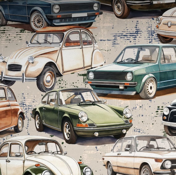 Jersey Digital Hippy Cars - European Import - Oeko-Tex® - Soft Old Rose Jersey Digital Hippy Cars - European Import - Oeko-Tex® - Soft Old Rose