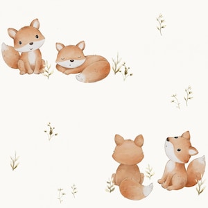 Fabric cotton cotton fabric cute forest animals fox cream 155 cm wide
