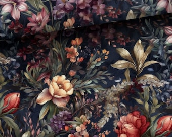 Pre-order! Fabric Jersey Cotton Jersey Floral Flowers Blossoms Summer Flowers from 50 cm