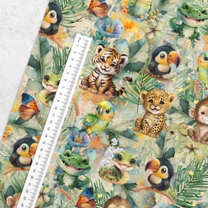 Tela algodón por metro patchwork animales exóticos tela infantil 155 cm de ancho imagen 5