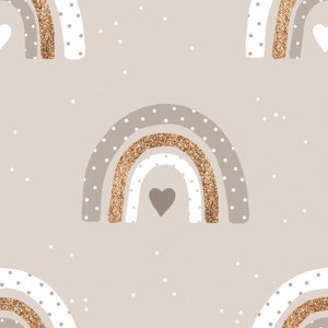 Précommandez ! Tissu coton petits coeurs arc-en-ciel pois taupe à partir de 50 cm