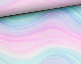 Fabric Jersey Cotton Jersey Waves Rainbow Arches Lines Pink Blue from 50 cm