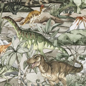 Fabric Cotton Poplin Animals Dinosaur Dino Tyrannosaurus from 50 cm