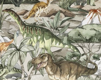 Pre-order! Fabric Cotton Sold by the Meter Animals Dinosaurs Dino Tyrannosaurus 155 cm wide