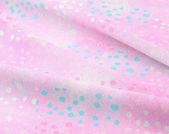 Fabric sweat French terry summer sweat combo fabric turquoise light blue dots on pink pink 165 cm wide