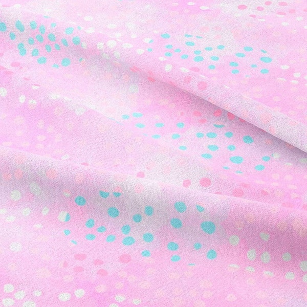 Fabric sweat French terry summer sweat combo fabric turquoise light blue dots on pink pink 165 cm wide