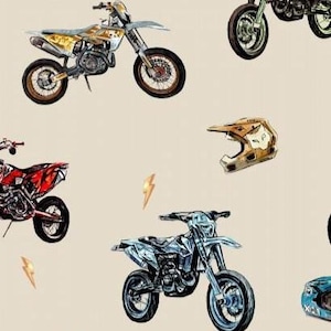 Fabric Cotton Cotton Fabric Vehicles Motorcycle Motocross beige from 50 cm