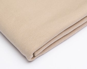 Tela UNI jersey algodón jersey single jersey liso beige ocre 180 cm extra ancho