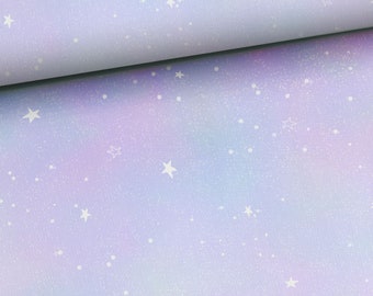 Fabric: Sweatshirt fleece, French terry, summer fleece, coordinating fabric with magical unicorns, stars, and sky pattern, from 50 cm