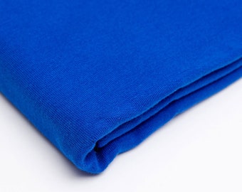 Stof UNI manchet licht geribbeld koningsblauw 110 cm extra breed in buis x vanaf 25 cm lang